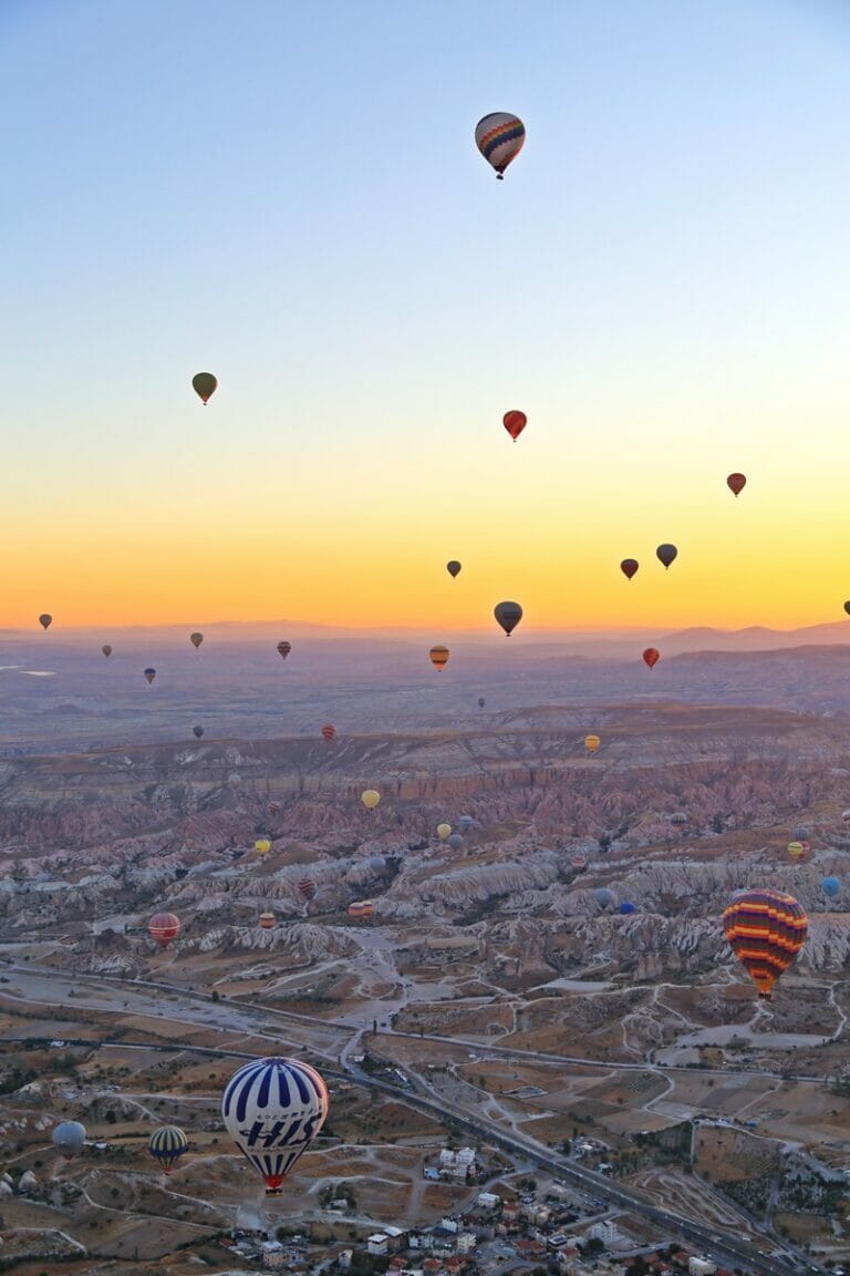 Cappadocia hot air balloons at sunrise in Turkey