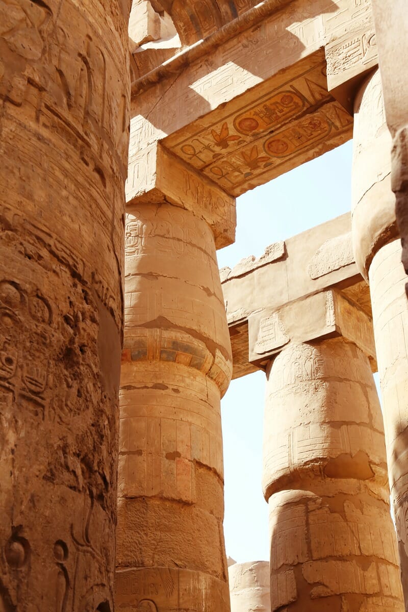 Columns in the Karnak Temple Complex in Luxor Egypt
