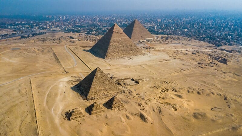 Drone photo of pyramids in Egypt