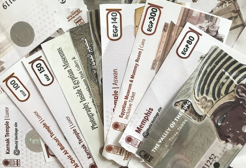 Entrance tickets in Egypt