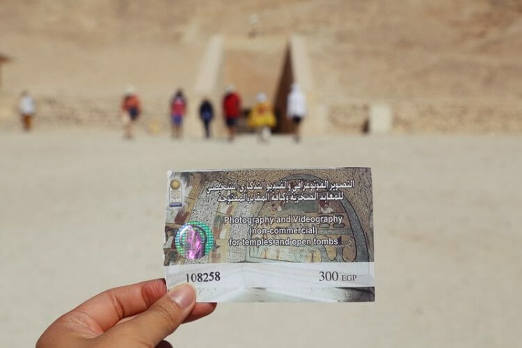 Photography ticket at the Valley of the Kings in Luxor Egypt
