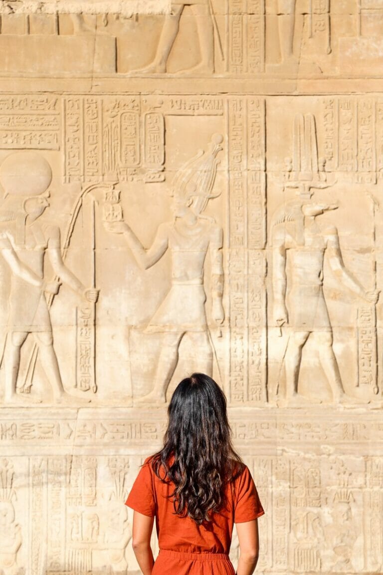 Raised reliefs at Kom Ombo Temple in Egypt