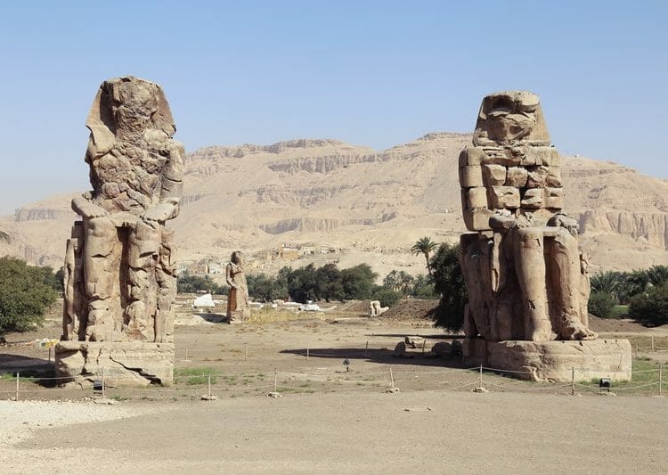 The Colossi of Memnon in Luxor Egypt