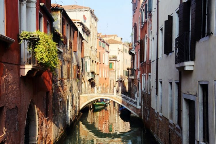 Bridges and canals in Venice Italy