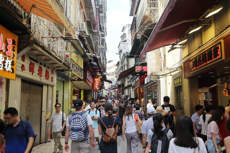 Crowded streets in Macau
