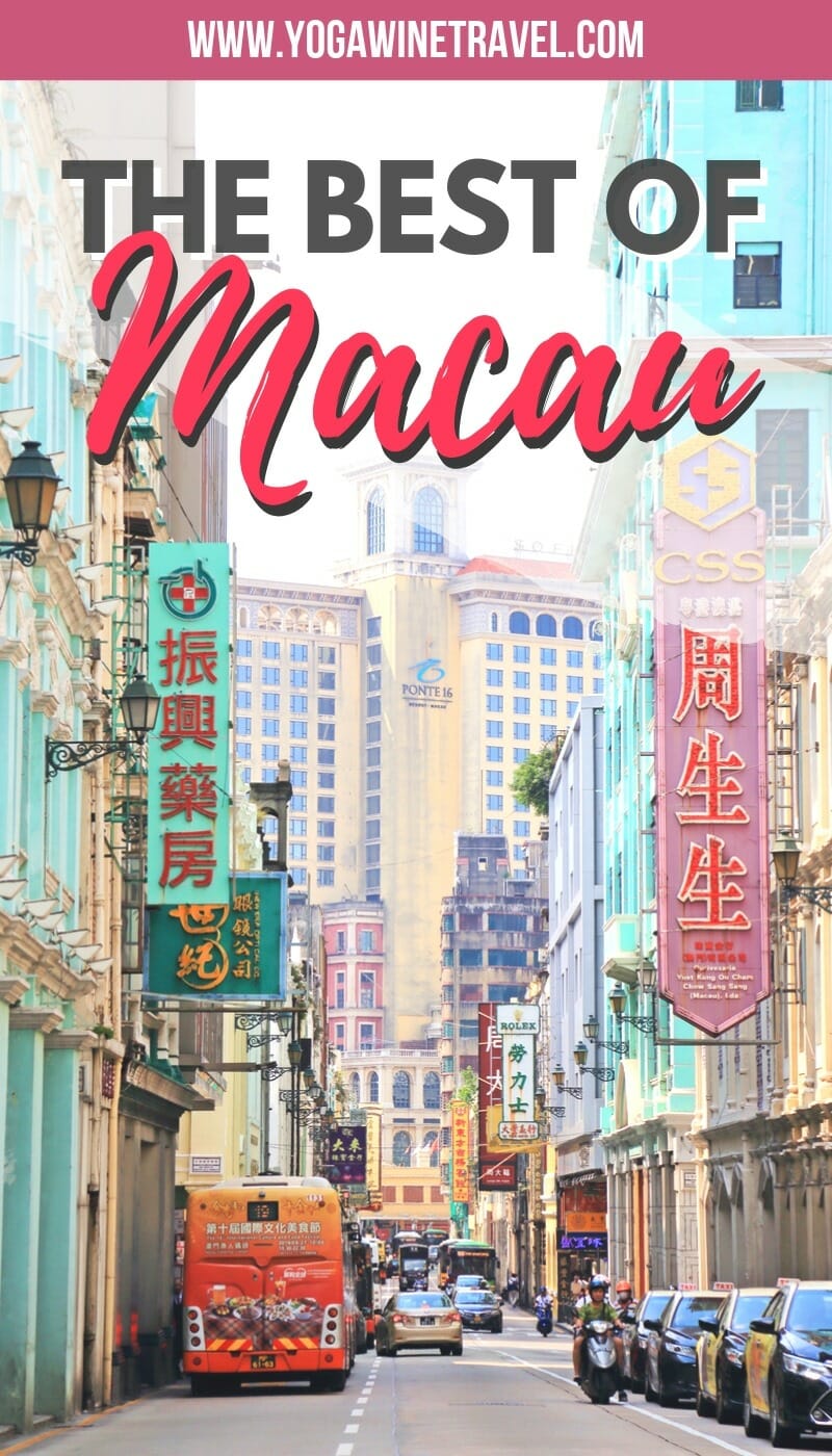 Streets of Macau with text overlay