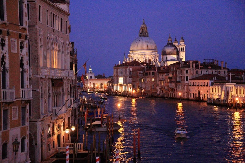 Venice Grand Canal at night in Italy
