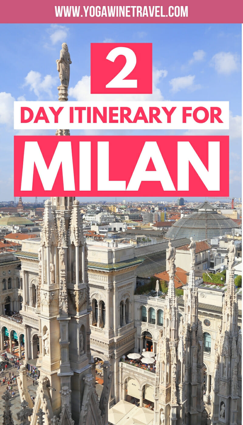 Milan skyline in Italy with text overlay
