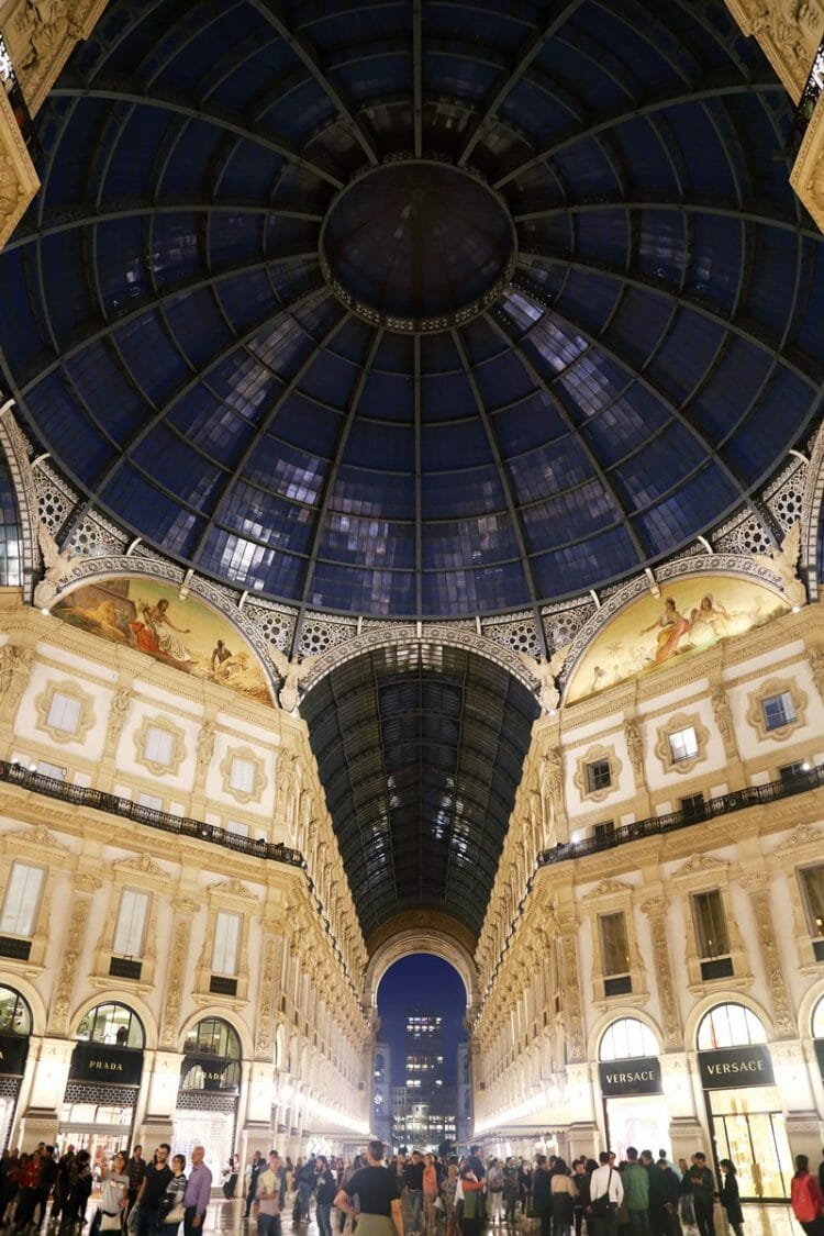 Galleria Vittorio Emanuele II in Milan Italy at night