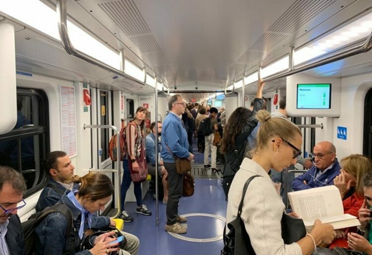 Milan subway system in Italy