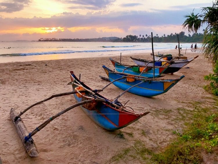 Traditional fishing boats in south Sri Lanka