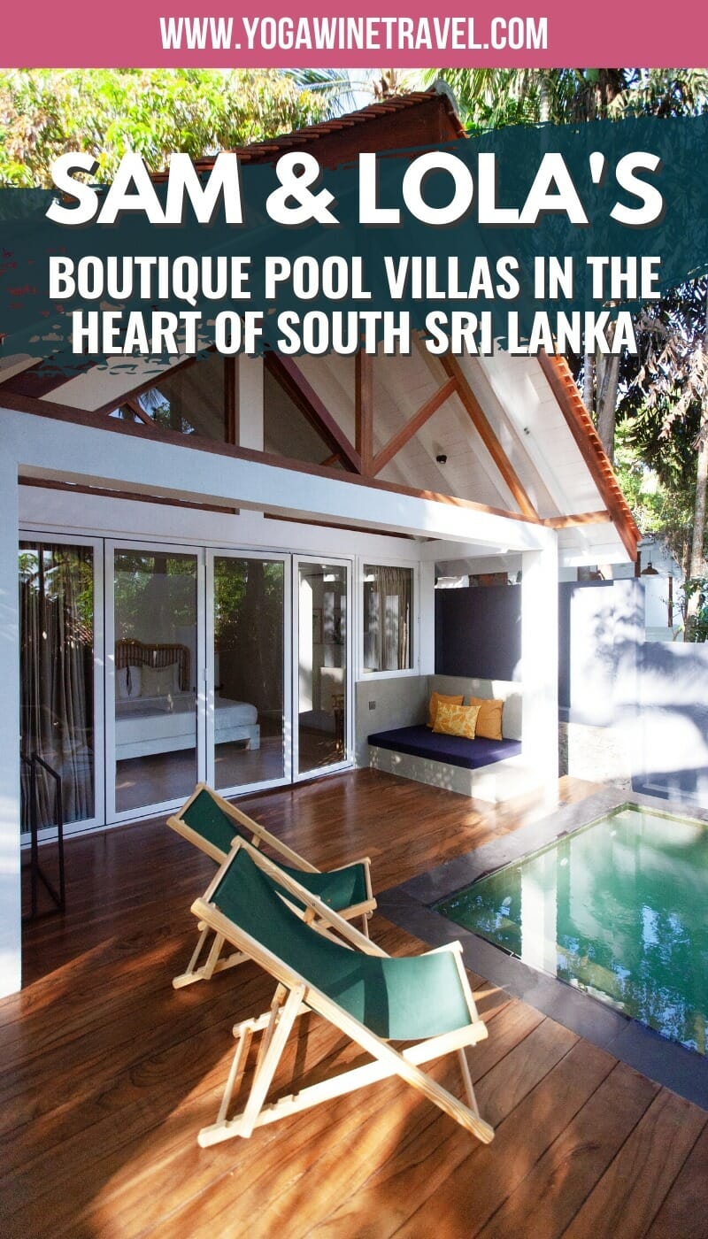 Sam and Lolas pool villas in Sri Lanka outdoor deck with text overlay