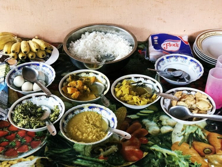 Homecooked meal in a local village in Knuckles Sri Lanka