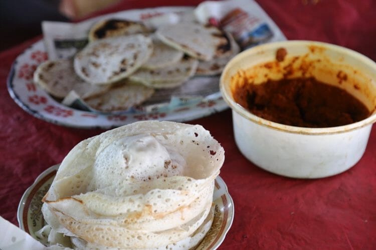 Hoppers street food in Knuckles Range Sri Lanka