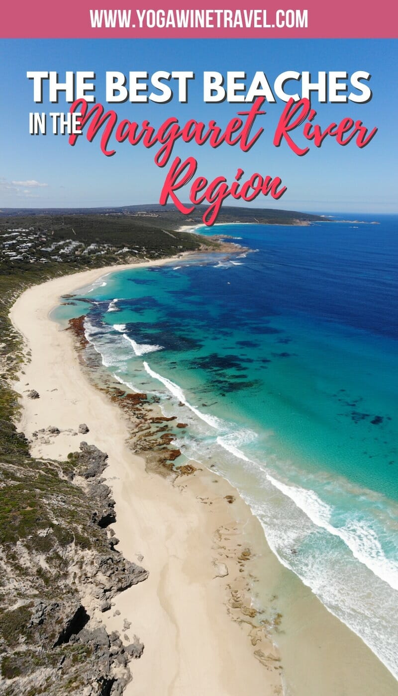 Drone photo of Yallingup Beach in the Margaret River region with text overlay