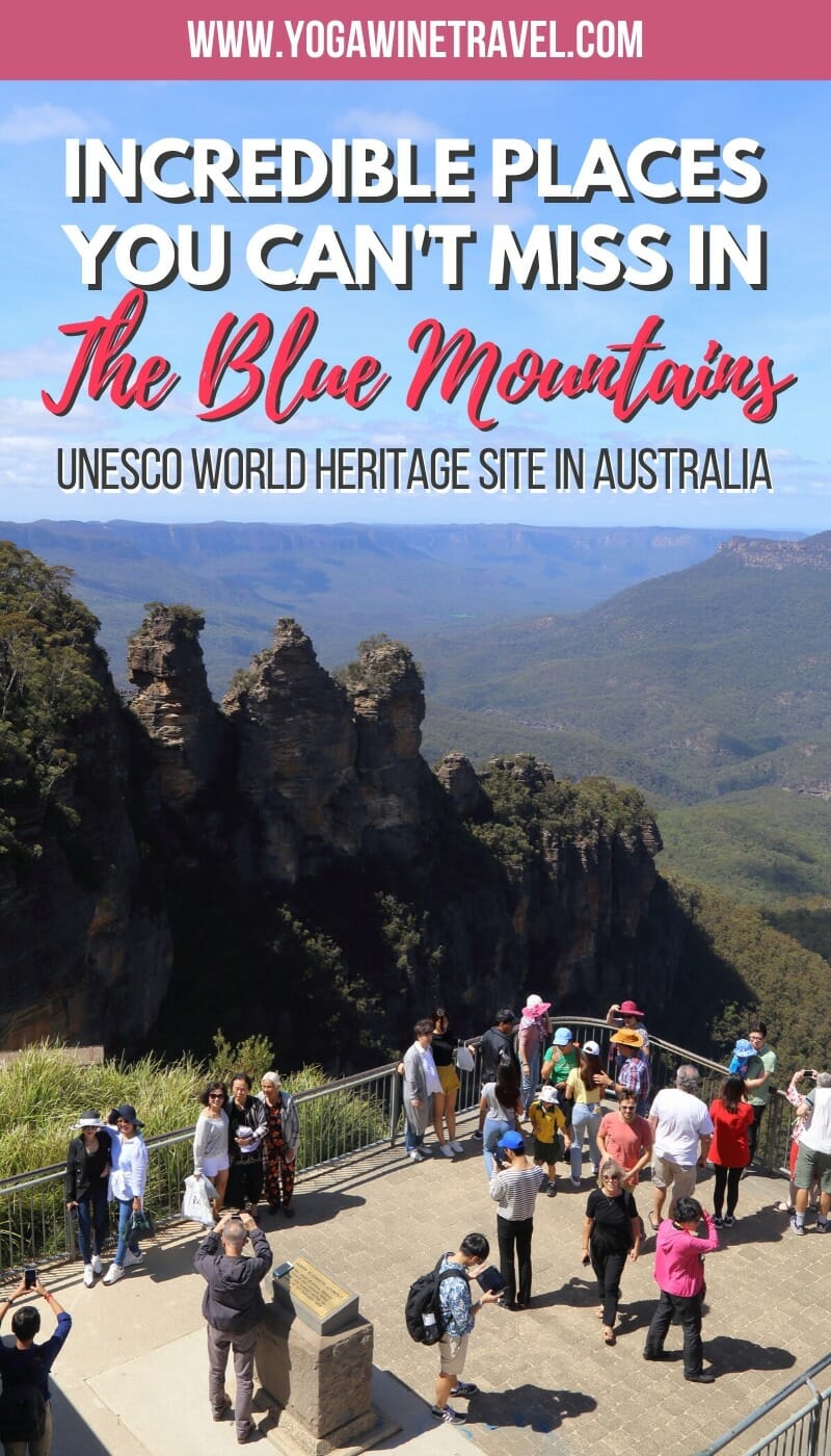 Echo Point Lookout in the Blue Mountains in Australia with text overlay