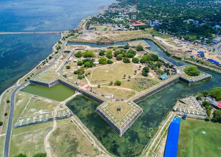 Jaffna Fort in Jaffna, Sri Lanka drone shot