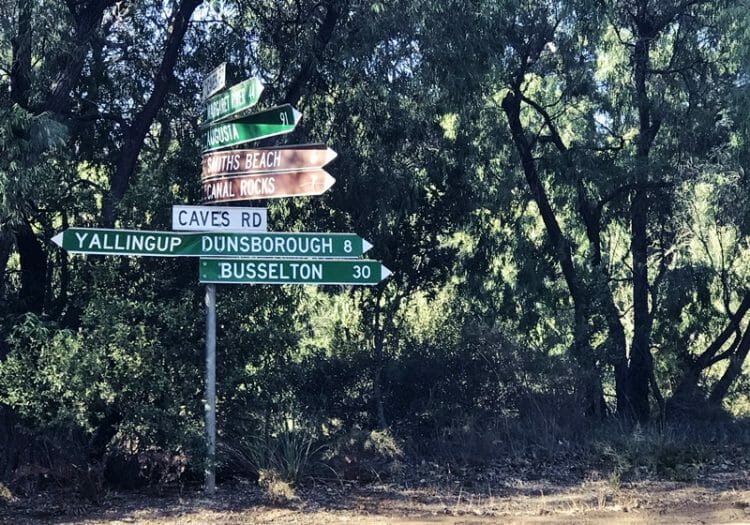 Dunsborough road sign in Western Australia