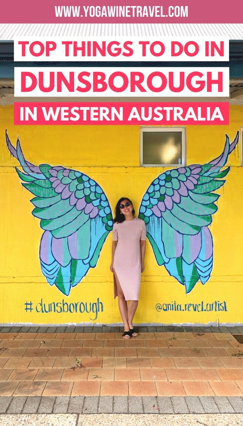 Woman standing in front of street art in Dunsborough Western Australia