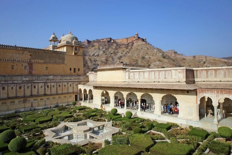 Gardens in Amer Fort near Jaipur India