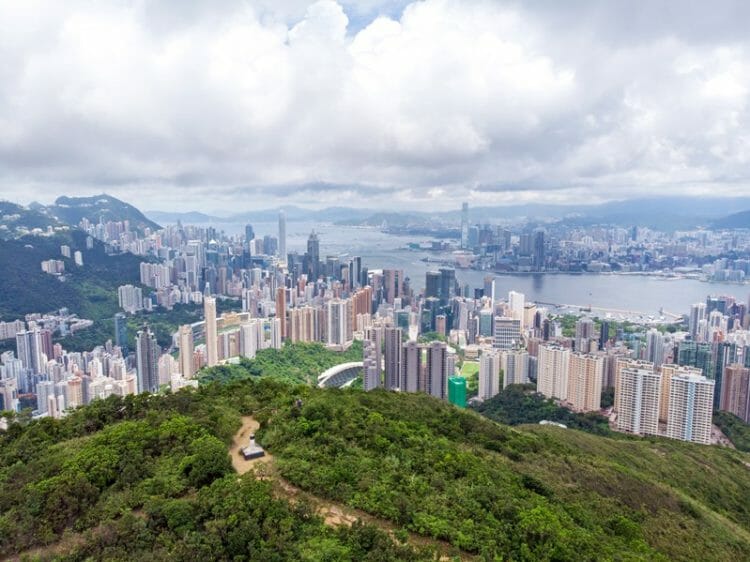 Jardine's Lookout Hike in Hong Kong drone shot