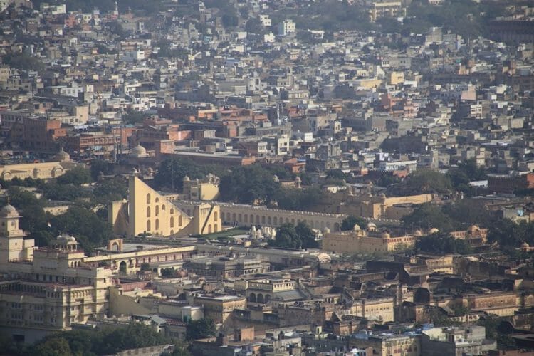 View of Jantar Mantar from above in Jaipur India