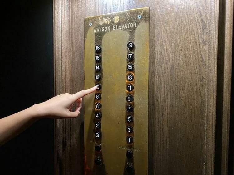 Franks Library elevator buttons speakeasy in Hong Kong