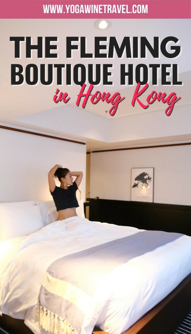 Woman in bed at The Fleming boutique hotel in Hong Kong with text overlay