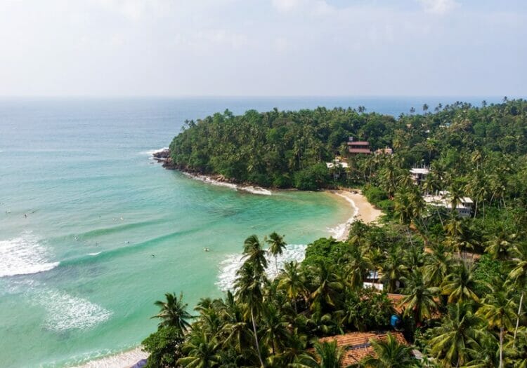Hiriketiya Bay drone shot Sri Lanka