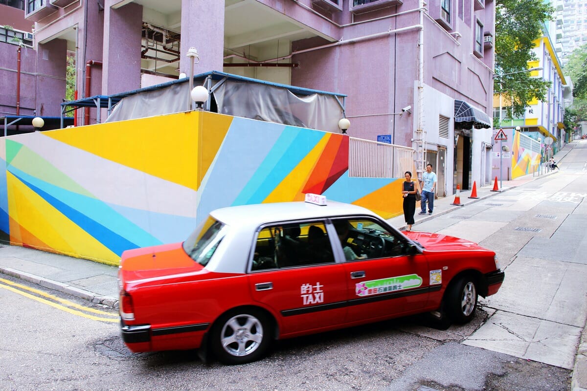 Hong Kong taxi and street art