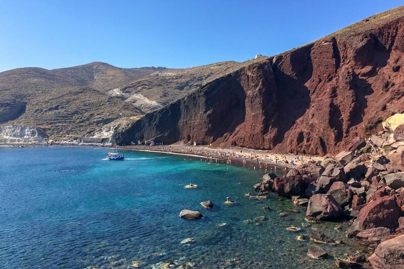 Akrotiri red beach in Santorini Greece