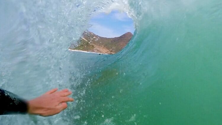 Gopro photo of surfer getting barrelled in Hong Kong