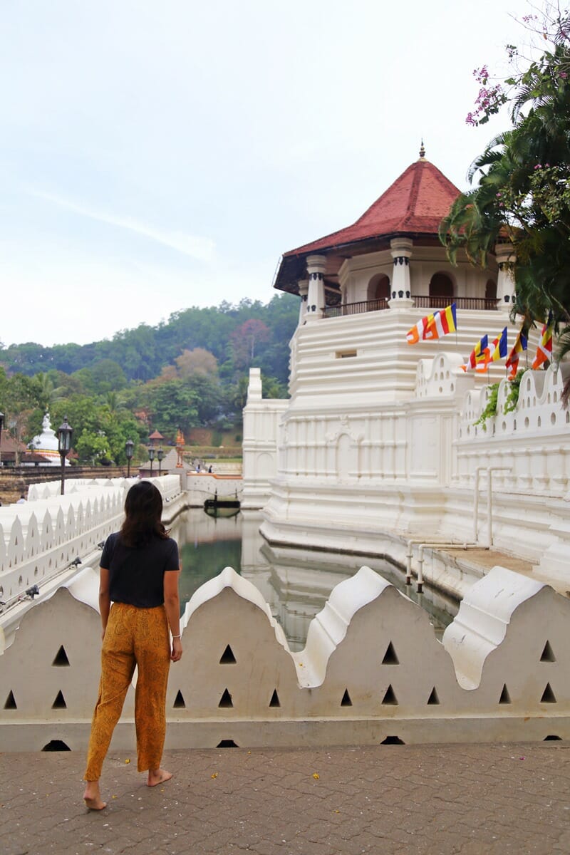 Woman at Temple of the Tooth in Kandy Sri Lanka