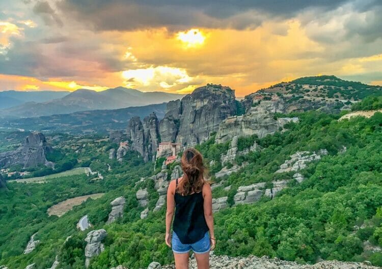Sunset viewpoint in Meteora Greece