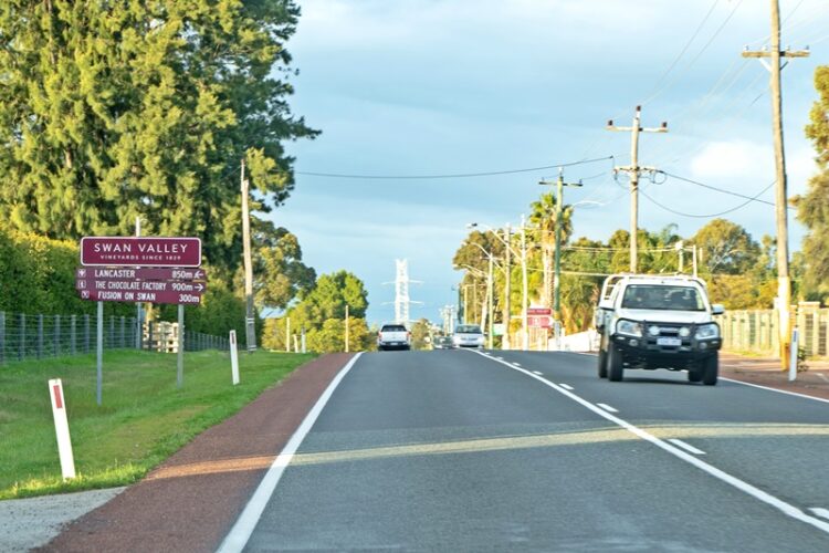 Road signs in the Swan Valley wine region in Western Australia