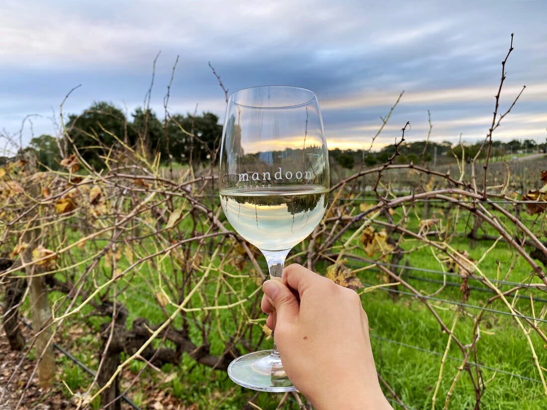 Wine glass at Mandoon Estate in the Swan Valley wine region