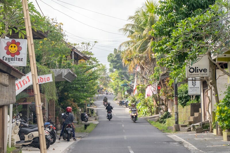 Quiet street in Ubud Bali