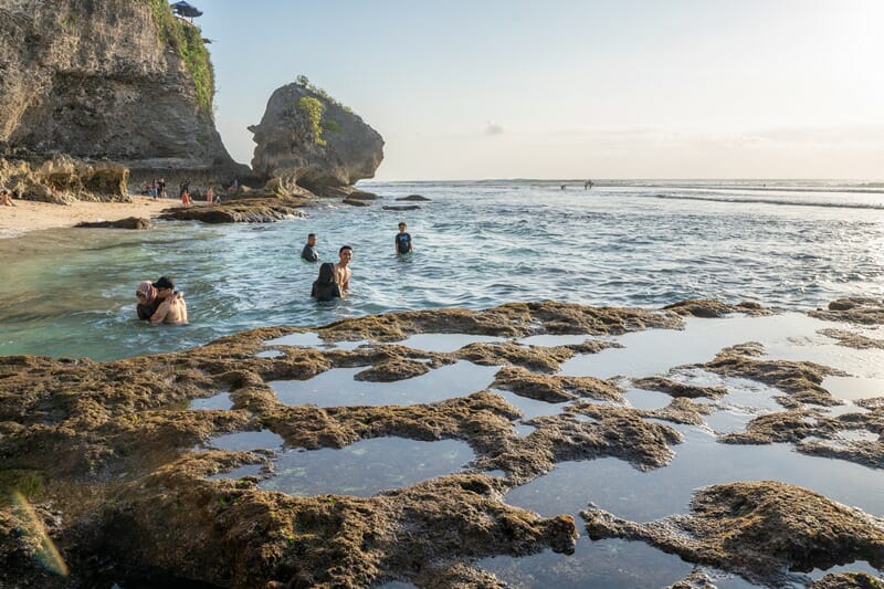 Reef pools at Uluwatu Beach in Bali Indonesia
