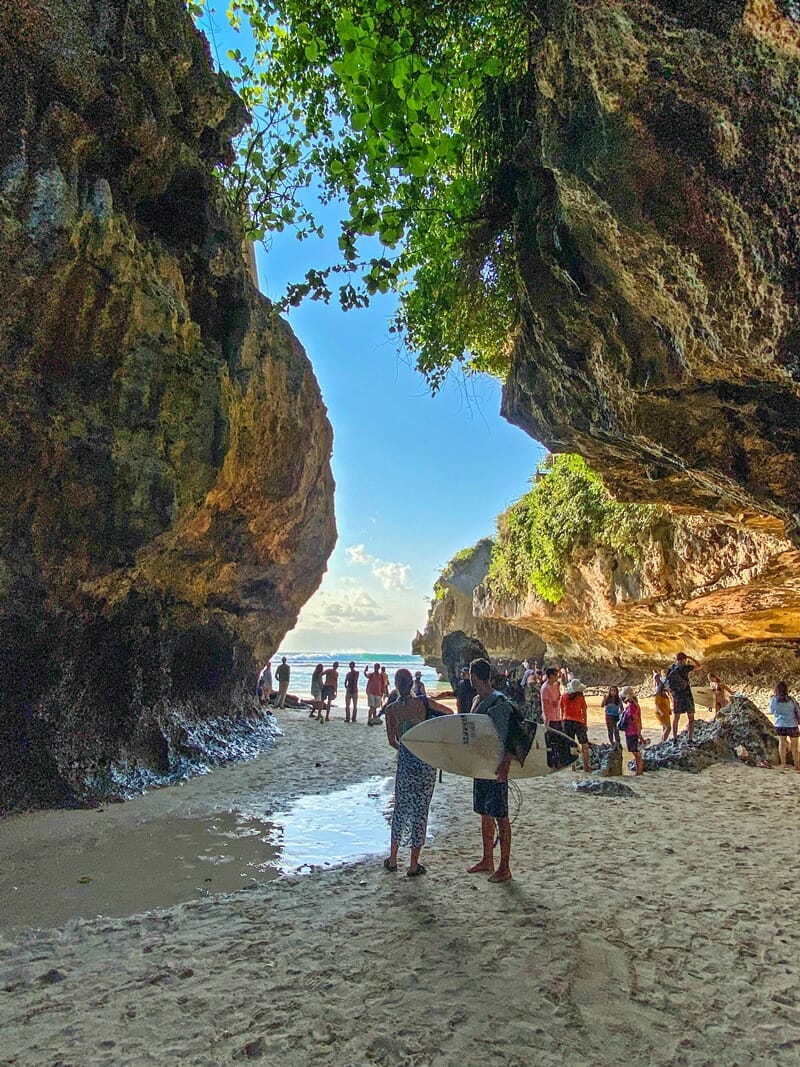Uluwatu Beach caves in Bali Indonesia