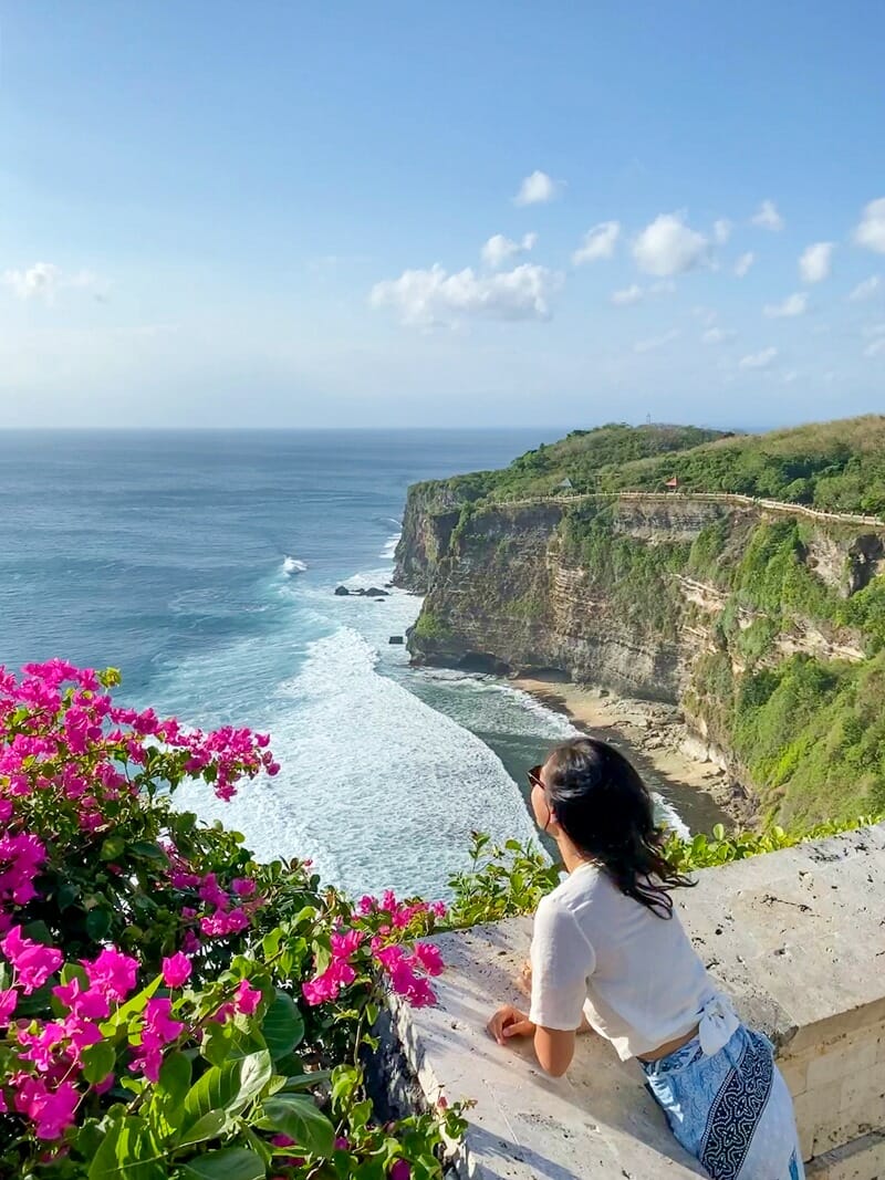 Uluwatu Temple cliffs in Bali Indonesia