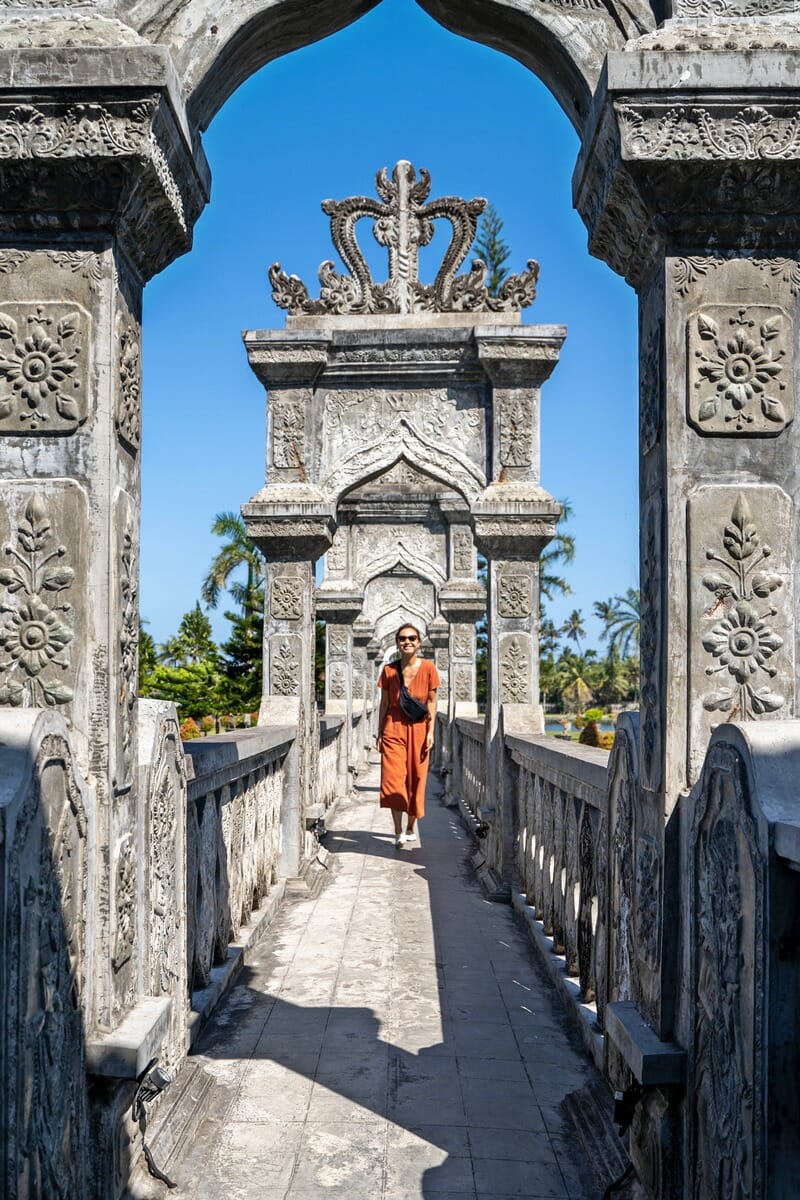 Bridge at Taman Ujung Water Palace in Bali Indonesia