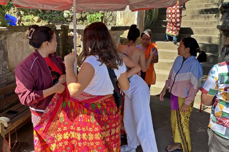 Sarongs at temples in Bali Indonesia