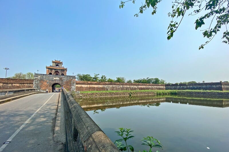 Entry gate and moat at the Imperial Citadel in Hue Vietnam