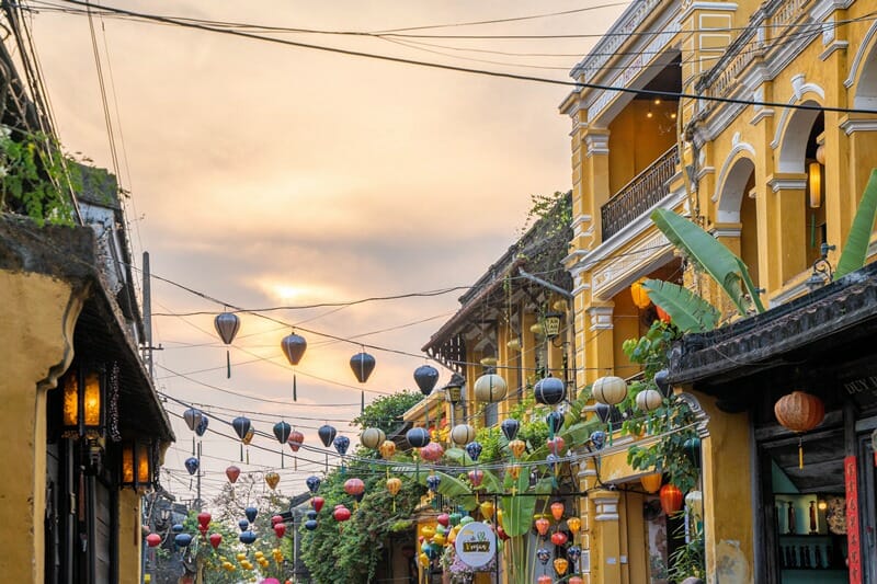 Heritage buildings in Hoi An Old Town in Vietnam