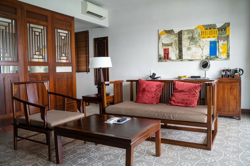 Living room at Ann Retreat boutique hotel in Hoi An Vietnam