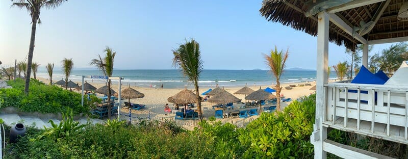 Shore Club on An Bang Beach in Vietnam panorama