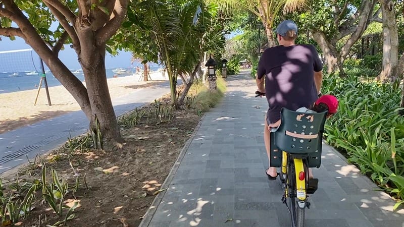 Rental bicycle with child seat in Sanur Bali