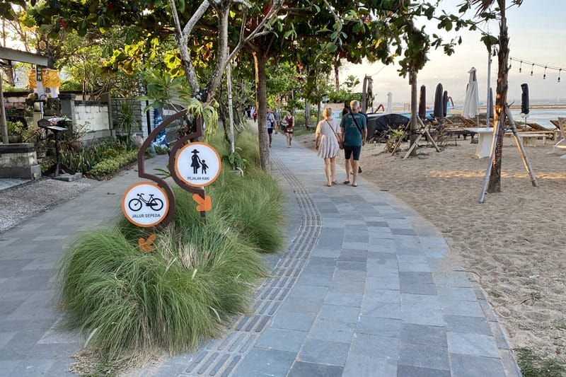 Sanur boardwalk for cyclists and pedestrians in Bali