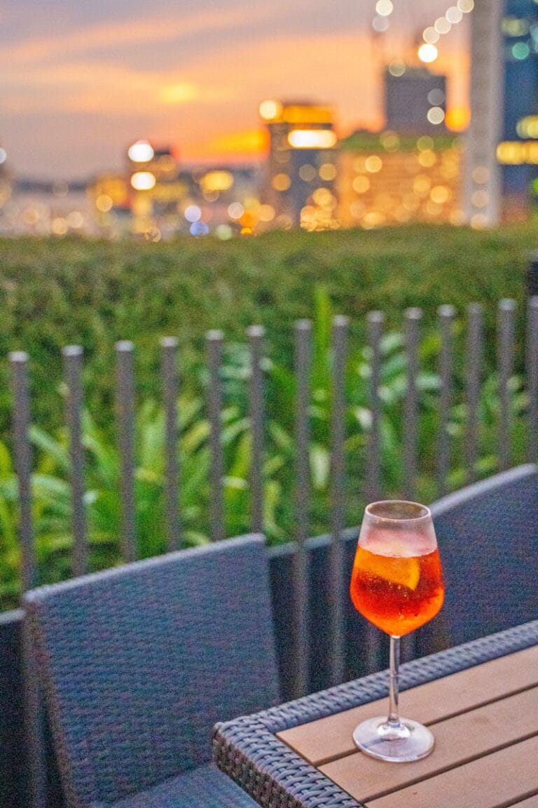 Sunset aperol spritz at the Club Lounge at PARKROYAL Pickering in Singapore