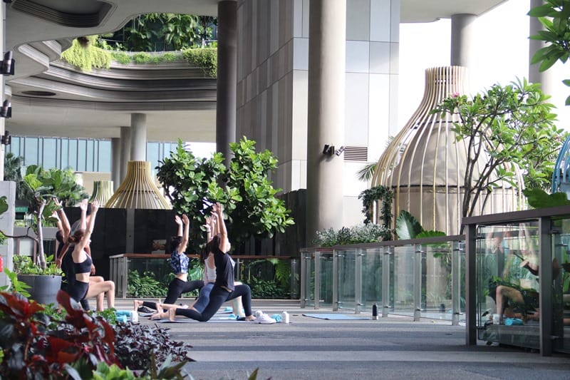 Yoga class at PARKROYAL Pickering hotel in Singapore